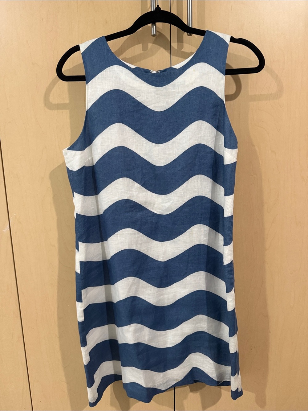 Island Company Blue and White Wave Stripe Sleeveless Dress